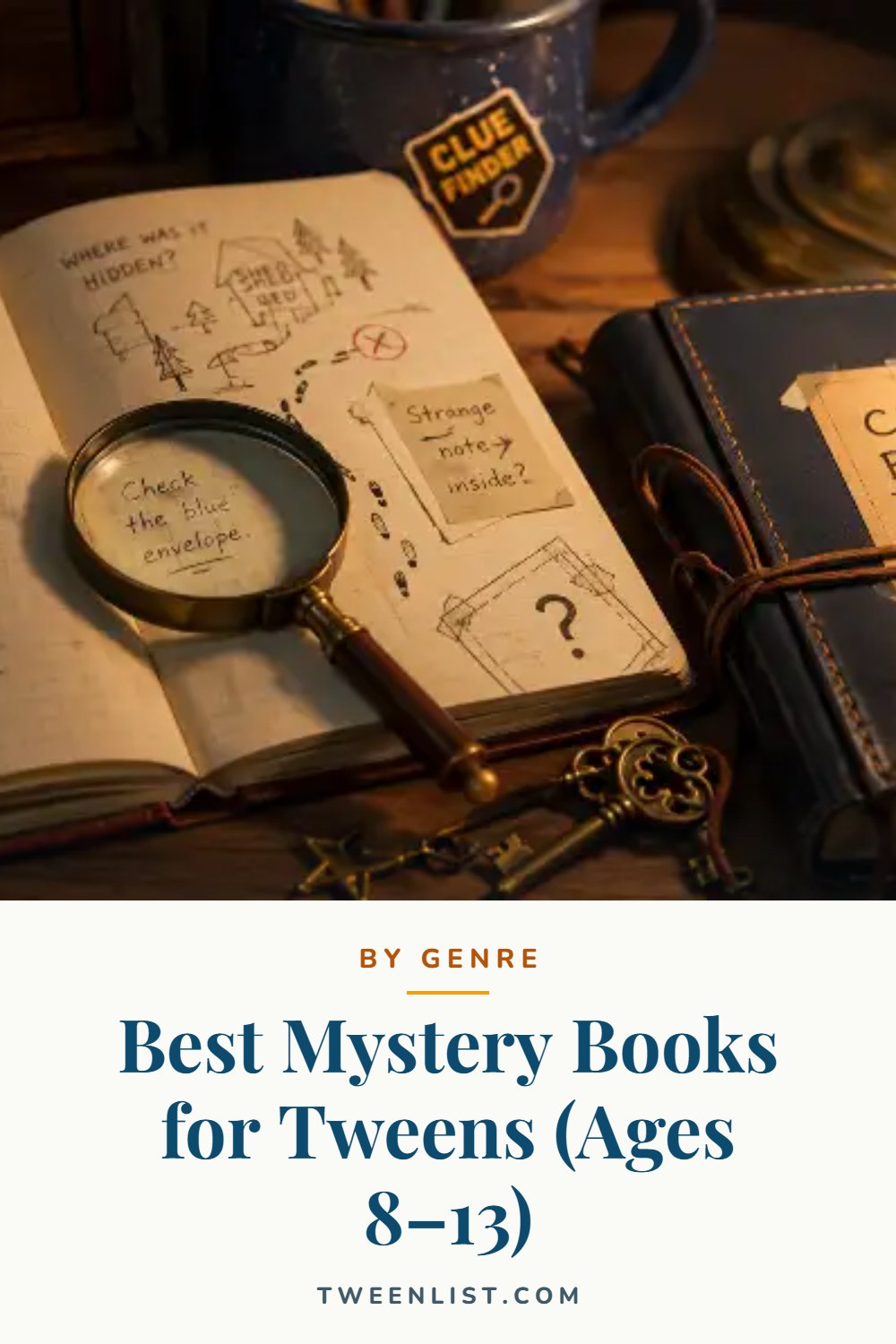 Best Mystery Books for Tweens (Ages 8–13) — pin graphic