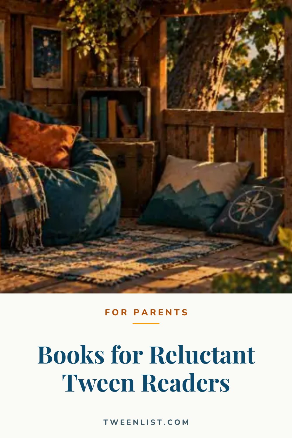 Books for Reluctant Tween Readers — pin graphic